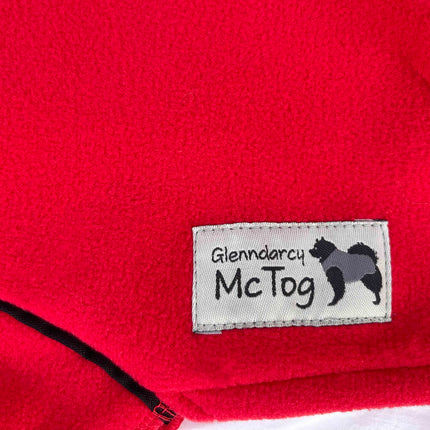 Red Double Waterproof Microfleece McTog Dog Jumper - No Sleeves