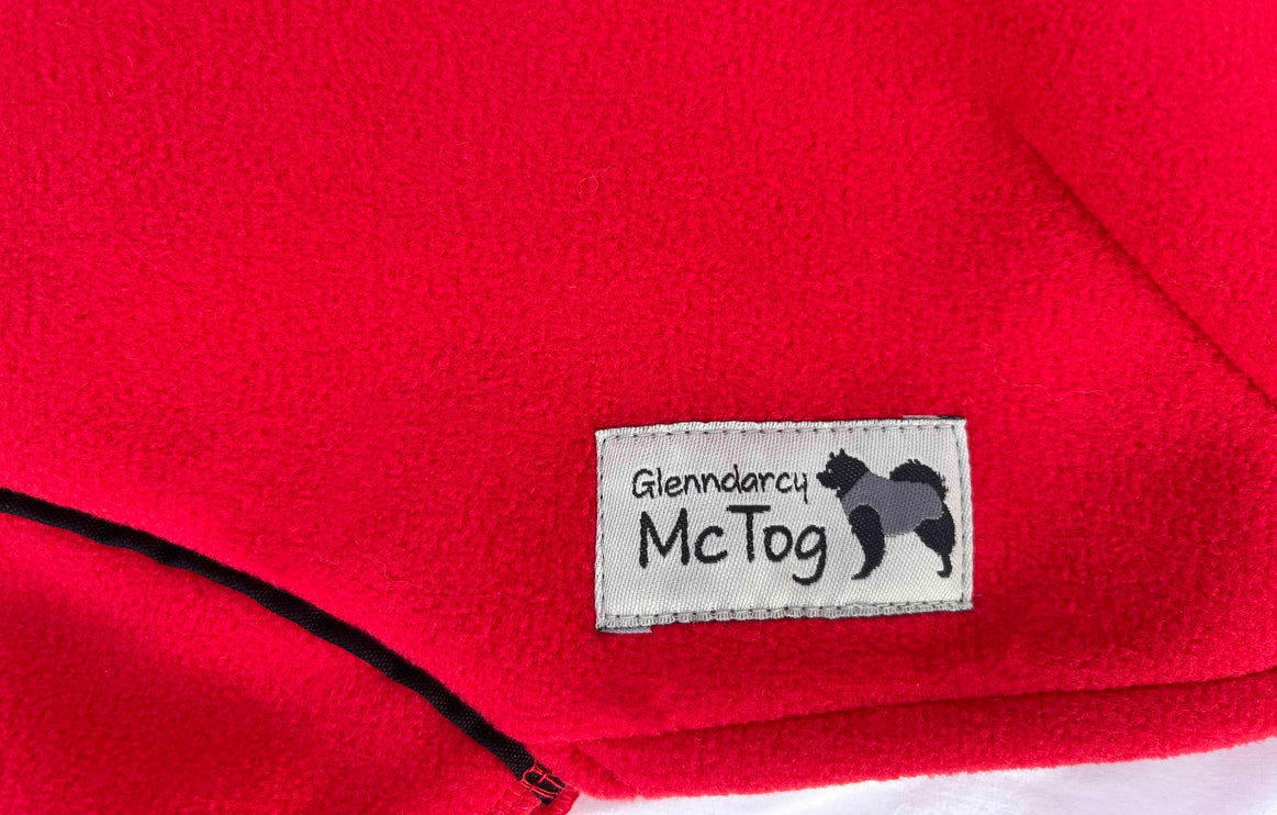 Red Double Waterproof Microfleece McTog Dog Jumper - No Sleeves