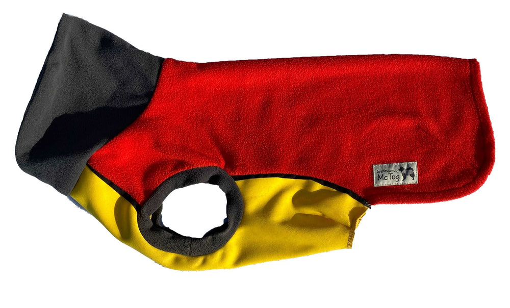 
            
                Load image into Gallery viewer, Yellow, Red and Black Polar Fleece McTog jumper - National Colours Collection
            
        